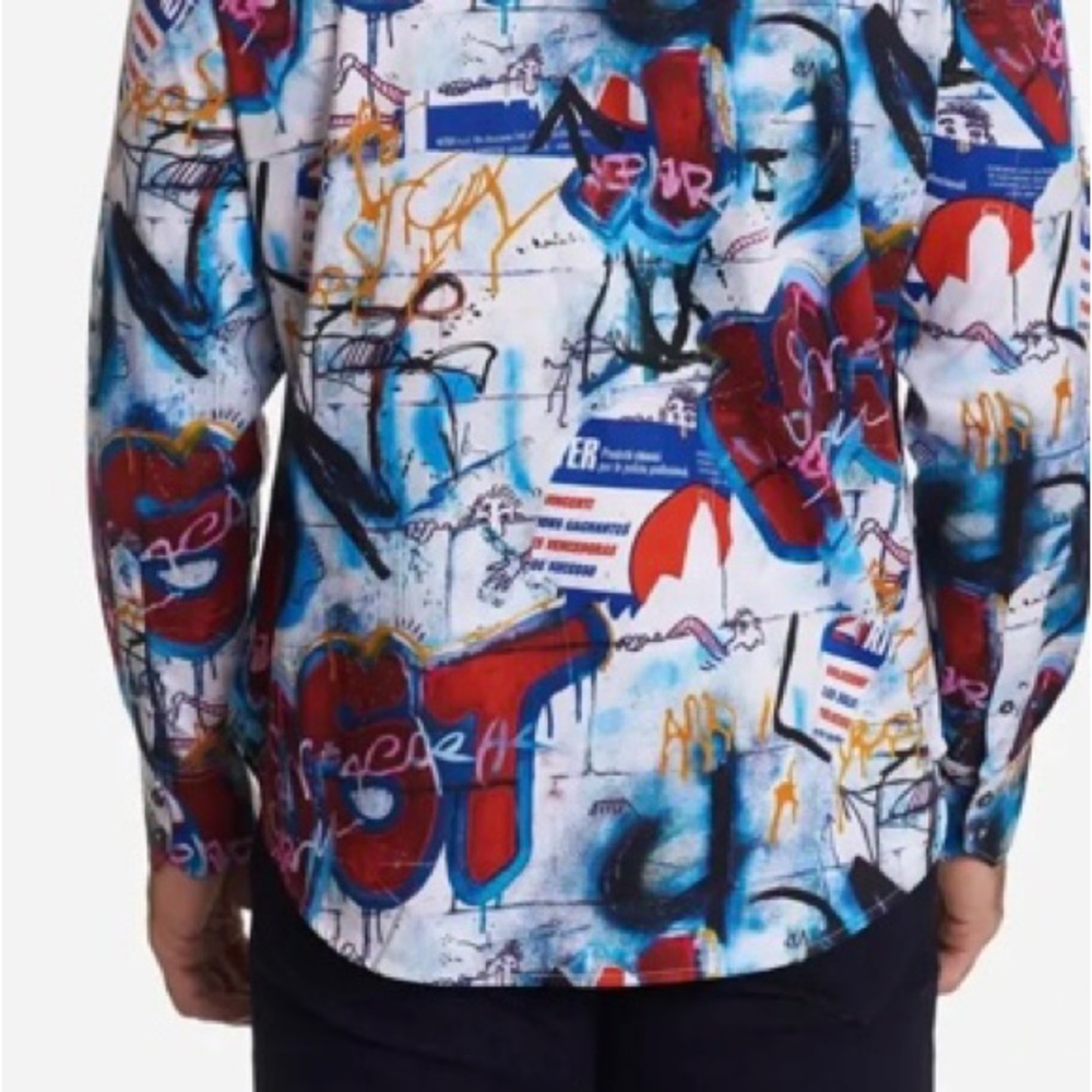 ROBERT GRAHAM Pichacao Graffiti Print Part Embroidered Sports Shirt LS 2x - Picture 3 of 16